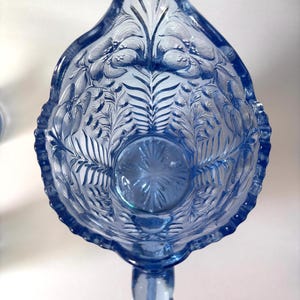 Vintage LE Smith Glass Pitcher Beverage Set with Four Tumblers: Tiger Lily Blue 1960s image 5