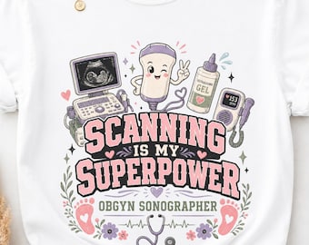 Comfort Colors OBGYN Sonographer Shirt, Doodle Art Ultrasound Tech T-shirt, Sonography Student Graduation Gift Idea Tee, RDMS Tech Tshirt