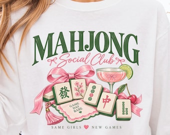 Comfort Colors Mahjong Social Club Shirt, Mahjong Game Day Tee, Mahjong Lover Gift, Girls Night Outfit, Mahjong Clothing Women, Mahjong Club