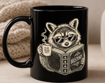 Is He Dead Yet Funny Raccoon Mug, Anti Trump Protest Coffee Cup, Sarcastic Political Merch, Subtle FDT Design, Resist and Persist Gift