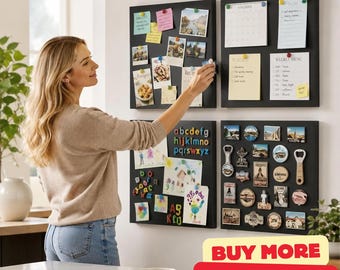 Square Magnet Board Set, Metal Magnetic Wall Organizer, Photo Display Board, Kitchen Memo Board, Travel Magnet Display