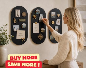 Arched Magnet Board Set, Black Metal Travel Magnet Display, Magnetic Photo Memo Board, Wall Organizer for Memories