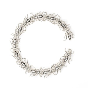 Diamonds 14k White Gold Black Rhodium Ant Link Bracelet Jherwitt jewelry gift