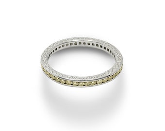 Yellow Diamonds 14k White Gold Eternity Band Engagement Wedding Ring Jherwitt Jewelry
