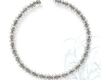 Diamonds 14K White Gold Black Rhodium Ant Link Choker Necklace Jherwitt jewelry gift