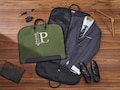 Personalized Canvas Garment Bag, Faux Leather Trim Suit Cover, Groomsmen Gift for Dad