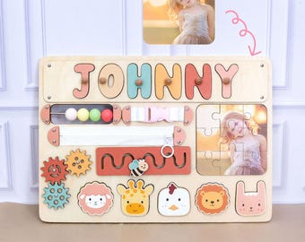 Personalized name puzzles with photos,Personalized Montessori Toys,Toddlers ,Baby's First Birthday Puzzle