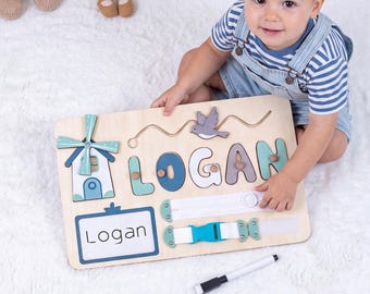 Personalized Name Puzzle Board | Wooden Baby Activity Toy | Ages 0-3 | Baby Gift | 1st Birthday Gifts