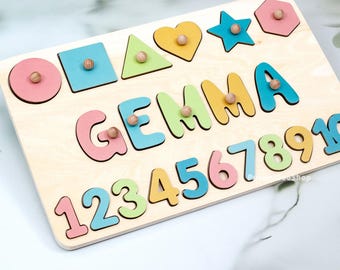 Personalized Wooden Name Puzzle for Kids, Montessori Toy, Baby Boy Gift, Baby Birthday Gifts