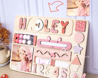 Personalized Name Puzzle, 2nd Birthday Gift,Nursery Decor, , Baby Boy Gift, Baby Girl Busy Board Custom Photo