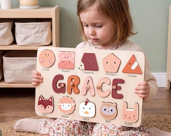 Busy Board Puzzle, Personalized Name Puzzle,First Christmas, 1st Birthday Gift for Baby Girl Boy,Baby Shower Gift