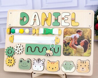 Personalized name puzzles with photos,Montessori Toys,baby gift,1st Birthday Gift,Sensory Learning Toy