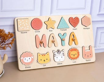 Wooden Name Puzzle - Nursery Decor - Girl First Birthday - Kids Wooden Toys - Baby Shower Gifts - Personalized Gifts