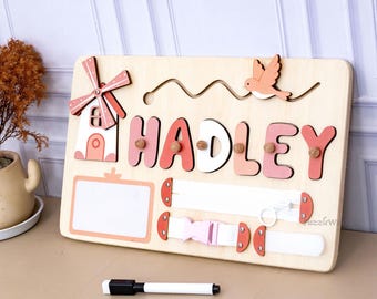Name Puzzle, Wooden Busy Board, Baby Name Puzzle, Name Puzzle With Pegs, Nursery Decor, Baby Gift 1st Birthday