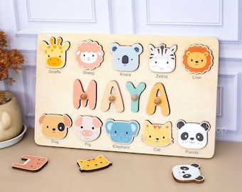 Personalized Wooden Name Puzzle, Custom Busy Board,  First Birthday Present,  Nursery Decor