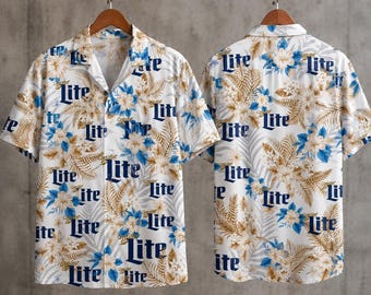 Miller Lite Hawaii-Hemd, lustige Trinkkleidung, Lake Life Outfit, Strandurlaubskleidung, Sommer-Grillkleidung, Vatertagsgeschenk