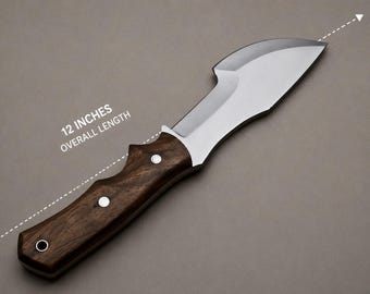 Damast-Küchenmesser, 30 cm lange Klinge mit gedrehtem Muster, schwarzer Griff aus exotischem Holz, scharf, handgefertigt – das perfekte Geschenk für jeden Koch!