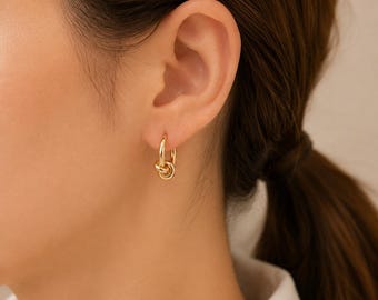 Bridesmaid Hoop Earrings | Titanium Steel Knot | Gold & Silver | Bridesmaid Gift | Proposal | Hen Party Jewelry