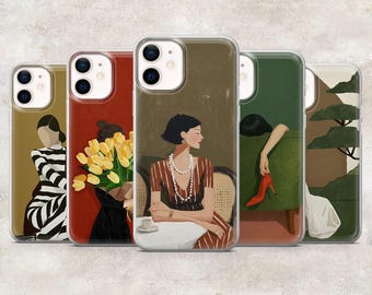 Women Art Phone Case Feminine Female Cover for iPhone 17Pro, 16, 15, 14, 13, 12, Samsung S26, S25, S24, S23Fe, A16, A56, Pixel 10, 9Pro