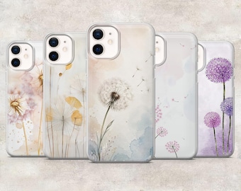 Dandelion Phone Case Watercolor Floral Art Cover for iPhone 17Pro 16, 15, 14, 13, 12, Samsung S26, S25, S24, S23Fe, A16, A56, Pixel 10, 9Pro