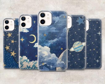 Cute Star Phone Case Magical Sky Star Collage for iPhone 17Pro 16, 15, 14, 13, 12, Samsung S26, S25, S24, S23Fe, A16, A56, Pixel 10, 9Pro