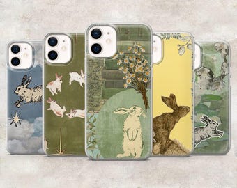 Cute Rabbit Phone Case Bunny Hare Cover for iPhone 17Pro, 16, 15, 14, 13, 12, Samsung S26, S25, S24, S23Fe, A16, A56, Pixel 10, 9Pro