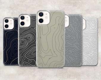 Topography Phone Case Topographic Mountain Cover for iPhone 17Pro 16, 15, 14, 13, 12, Samsung S26, S25, S24, S23Fe, A16, A56, Pixel 10, 9Pro