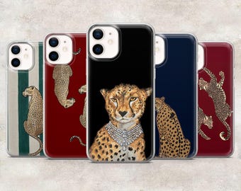 Leopard Phone Case Cheetah Safari Animal Cover for iPhone 17Pro, 16, 15, 14, 13, 12, Samsung S26, S25, S24, S23Fe, A16, A56, Pixel 10, 9Pro