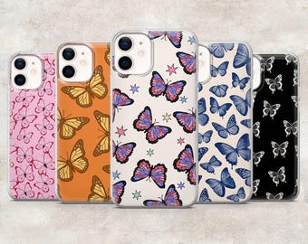 Cute Butterfly Phone Case Butterflies Bug Cover for iPhone 17Pro 16, 15, 14, 13, 12, Samsung S26, S25, S24, S23Fe, A16, A56, Pixel 10, 9Pro