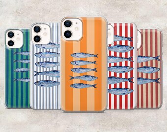 Tin Fish Phone Case Retro Sardine Fish Cover for iPhone 17Pro, 16, 15, 14, 13, 12, Samsung S26, S25, S24, S23Fe, A16, A56, Pixel 10, 9Pro