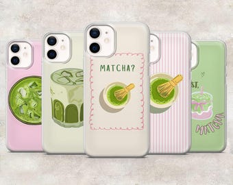 Green Tea Phone Case Matcha Matcha Lover Cover for iPhone 17Pro, 16, 15, 14, 13, 12, Samsung S26, S25, S24, S23Fe, A16, A56, Pixel 10, 9Pro
