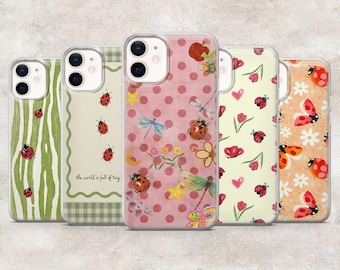 Ladybug Phone Case Whimsy Insect Cover for iPhone 17Pro, 16, 15, 14, 13, 12, Samsung S26, S25, S24, S23Fe, A16, A56, Pixel 10, 9Pro