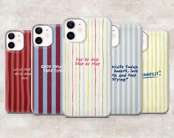 Optimistic Phone Case Positivity Stripe Quote for iPhone 17Pro, 16, 15, 14, 13, 12, Samsung S26, S25, S24, S23Fe, A16, A56, Pixel 10, 9Pro