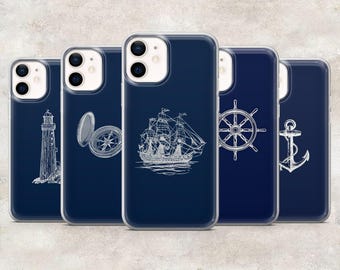Nautical Phone Case Ocean Aesthetic Seashore for iPhone 17Pro, 16, 15, 14, 13, 12, Samsung S26, S25, S24, S23Fe, A16, A56, Pixel 10, 9Pro