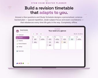 Study Schedule Planner & Timetable | Auto Exam Schedule, Smart Planner + Progress Tracker | STEM Exam Prep | Digital Web App