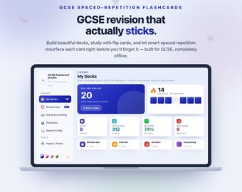 GCSE Flashcard Maker | Spaced Repetition Revision App & Flashcard Generator for GCSE Students | Biology Chemistry Physics Maths | Download