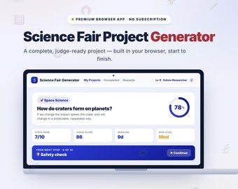 Science Fair Project Generator | Student Project Planner, Ideas, Checklist & Report Builder | High School GCSE | Instant Download