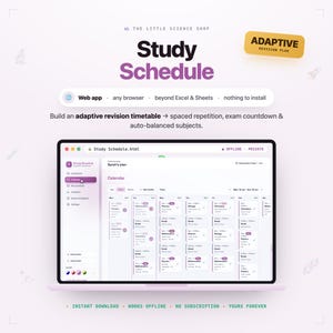 Study Schedule Planner & Timetable | Auto Exam Schedule, Smart Planner + Progress Tracker | STEM Exam Prep | Digital Web App