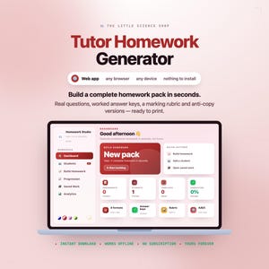 Tutor Homework Generator & Builder | Personalised Homework Packs, Answer Keys, Marking Rubrics, Parent Reports, Exam Practice | Download