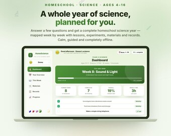 Homeschool Science Curriculum & Year Planner | Weekly Lessons, Experiments, Materials Lists, Records | Ages 4–16 | Digital Download
