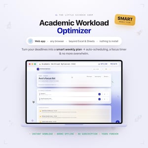 Planificateur de charge de travail scolaire | Emploi du temps intelligent et outil de création d'horaires hebdomadaires pour le GCSE et le A-Level au lycée | Outil de préparation aux examens | Télécharger