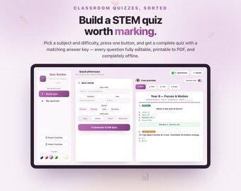STEM Quiz Maker | Build Classroom Quizzes in Seconds with Auto Answer Keys & Printable PDFs | Science Teacher Tool | Digital Download