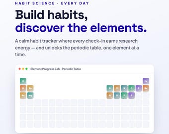 Habit Tracker App | Periodic Table Habit Builder, Streaks, Quizzes & Analytics | Science Routine Planner | Digital Download