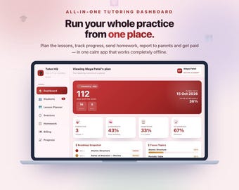 Tutor HQ | All-in-One Tutoring Dashboard for GCSE & A-Level Science Tutors | Lesson Plans, Homework, Progress, Invoices | Digital Download