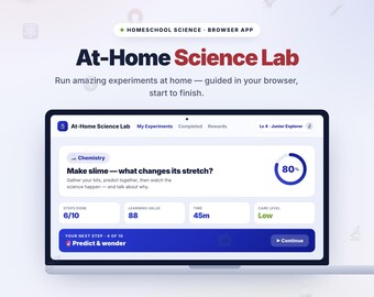Homeschool Science Experiments | At-Home Science Lab App | Hands-On STEM Lessons, Materials List & Lab Journal | Digital Download