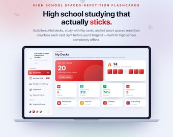 High School Flashcard Maker | Spaced Repetition Study App & Flashcard Maker for High School STEM | AP Honors Regents | Digital Download