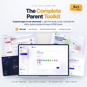 Parent Study Toolkit Bundle | Planner, Flashcard & Quiz Maker, Reward Chart, Science Fair Builder, Career Finder | Homeschool | Download