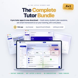 Tutoring Toolkit Bundle | Tutor Dashboard, Lesson Plan Maker, Homework Generator, Student Progress Tracker | STEM Tutors | Download