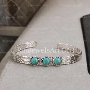 Hamrat silverarmband | Tre turkosa stenar, bohemiskt västerländskt armband