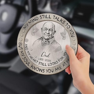 Personalized In Loving Memory Car Visor Clip, Custom Photo Name Date Memorial Keepsake, Loss of Loved One Sympathy Gift for Dad Mom